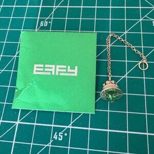 NEW- EFFY - Bell Charm Gold Tone Bell on Chain with Green Crystal